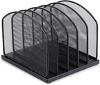 Huron 5-Slot Vertical File Binder Organizer Storage, Black Steel Mesh