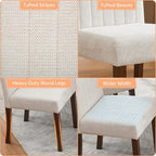Upholstered Dining Chairs Set of 4, Button Tufted Parsons Chairs with Wood Legs and Padded Seat, Modern Fabric Side Chairs for Dining Room Kitchen Farmhouse Hotel, Beige