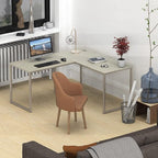 SHW Mission 55 x 60 Inches L-Shape Home Office Computer Desk, Maple