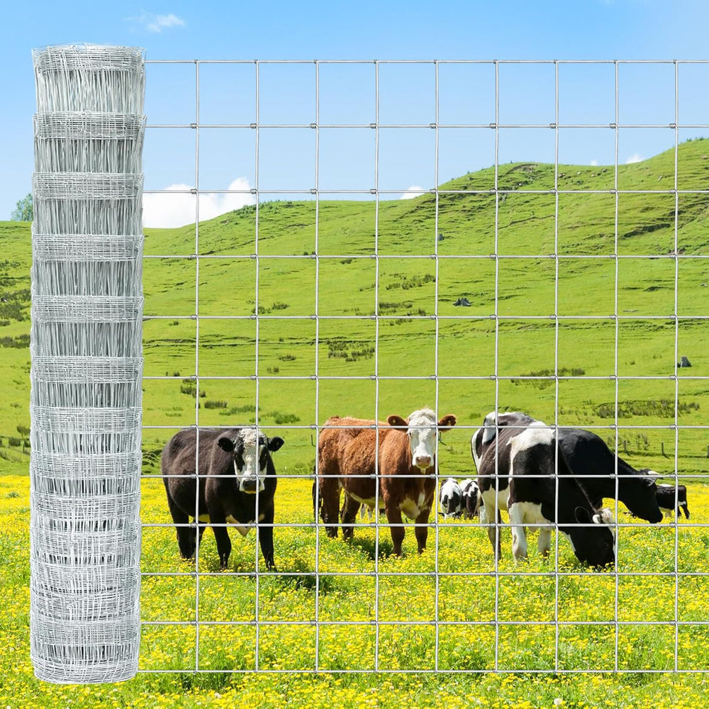 Cattle Fence 5ft x 164ft, Galvanized Farm Fence & Metal Wire Fencing