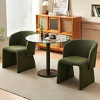 NORDICANA Barrel Dining Room Chairs with Arms, Faux Fur Accent Chairs Set of 2, for Kitchen, Living Room, Upholstered Armchairs, Green