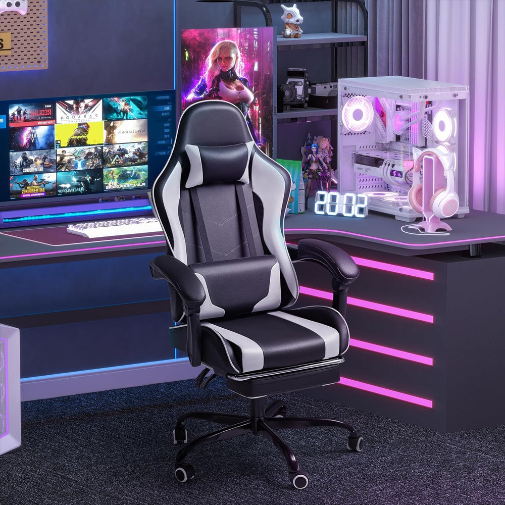 Homall Gaming Chair, Video Game Chair with Footrest and Massage Lumbar Suppor...
