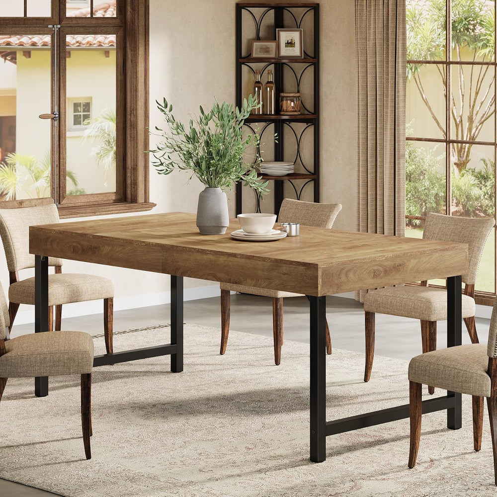Tribesigns Farmhouse Dining Table for 4-6 People, 55 Inches Industrial Rectan...