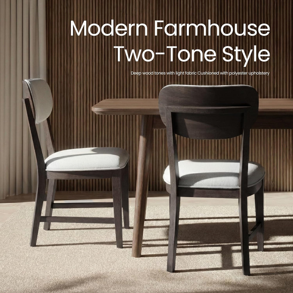 COLAMY Solid Wood Dining Chairs Set of 4, Mid Century Modern Upholstered Kitc...
