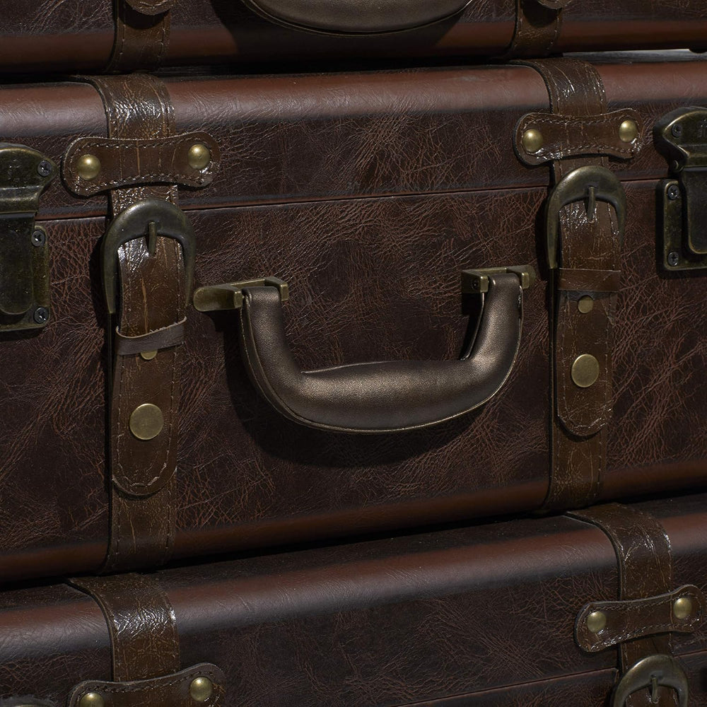 Deco 79 Faux Leather Decorative Trunk Nesting Upholstered Decorative Large Bo...