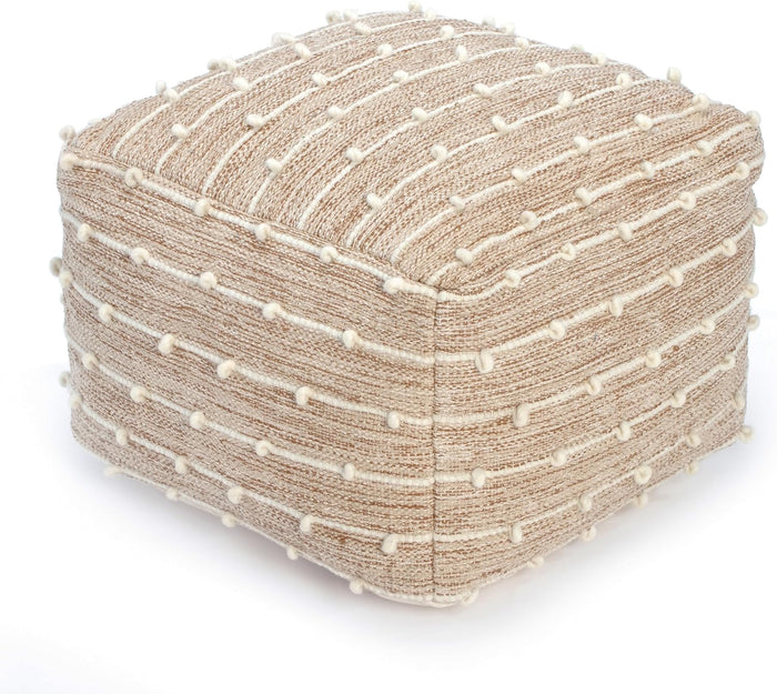 Anji Mountain 16" H x 22" W Handmade Pouf Ottoman for Living Room & Couch | Soft & Fluffy Ottoman Pouf, Lightweight, Decorative Floor Pouf Seating for Bedroom & Home Décor Accent, Penelope