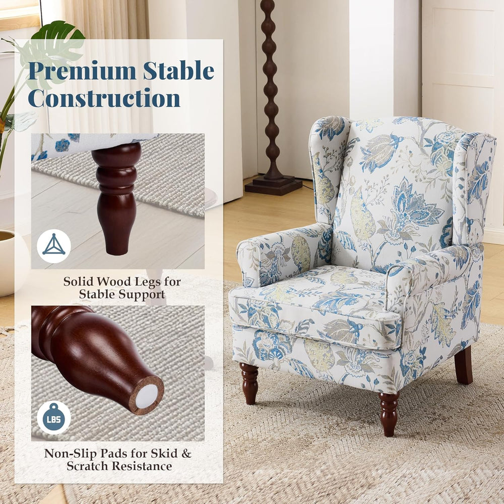 EROMMY Floral Accent Chair, Comfortable High Back Upholstered Armchair with S...