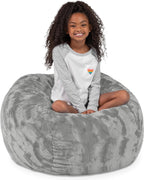 Jaxx Saxx 3 Foot Bean Bag Chair - Faux Fur, Silver