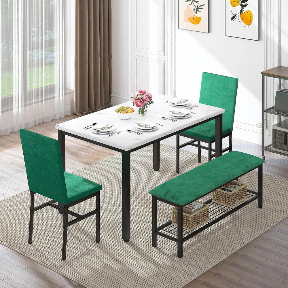 YOFE Dining Table Set for 4,Faux Marble Kitchen Table,Kitchen Table Chairs Se...