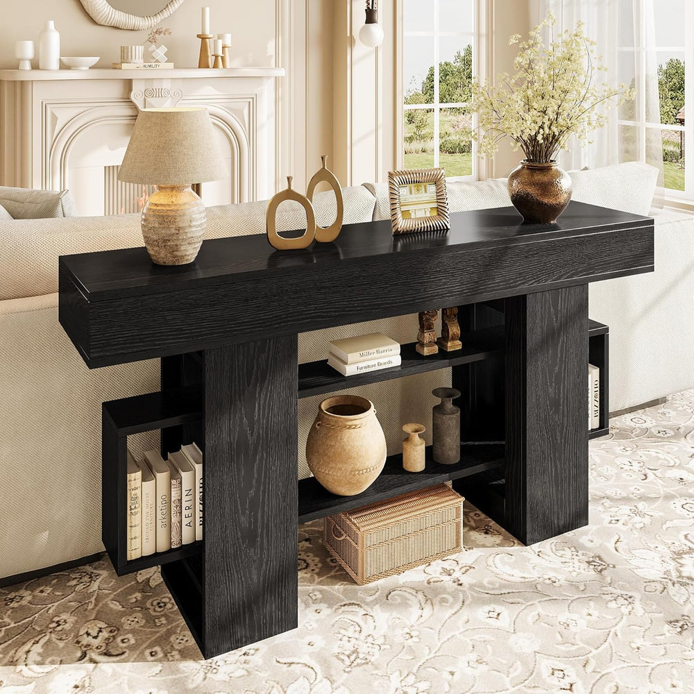 Einhomn 63 Inch Long Console Table for Entryway, Modern Wooden Sofa Table Beh...