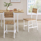 VASAGLE Dining Chair Set of 2, Rustic Wood Chairs with Metal Steel Frame, Easy to Assemble, Comfortable Seat, Modern Farmhouse Chair for Kitchen, Bedroom, Living Room, Wheat Brown and Cloud White
