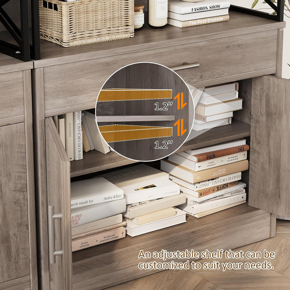 Vongrasig Farmhouse Coffee Bar Cabinet, Modern Sideboard Buffet Table with Ad...