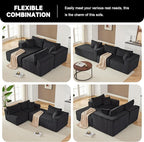 97" Modular Sectional Sofa, L-Shaped Boneless Couch with Deep Seat, Cozy Cloud Couch Sectional with Convertible Ottoman, Modern Sectional Couches for Living Room（ Black）
