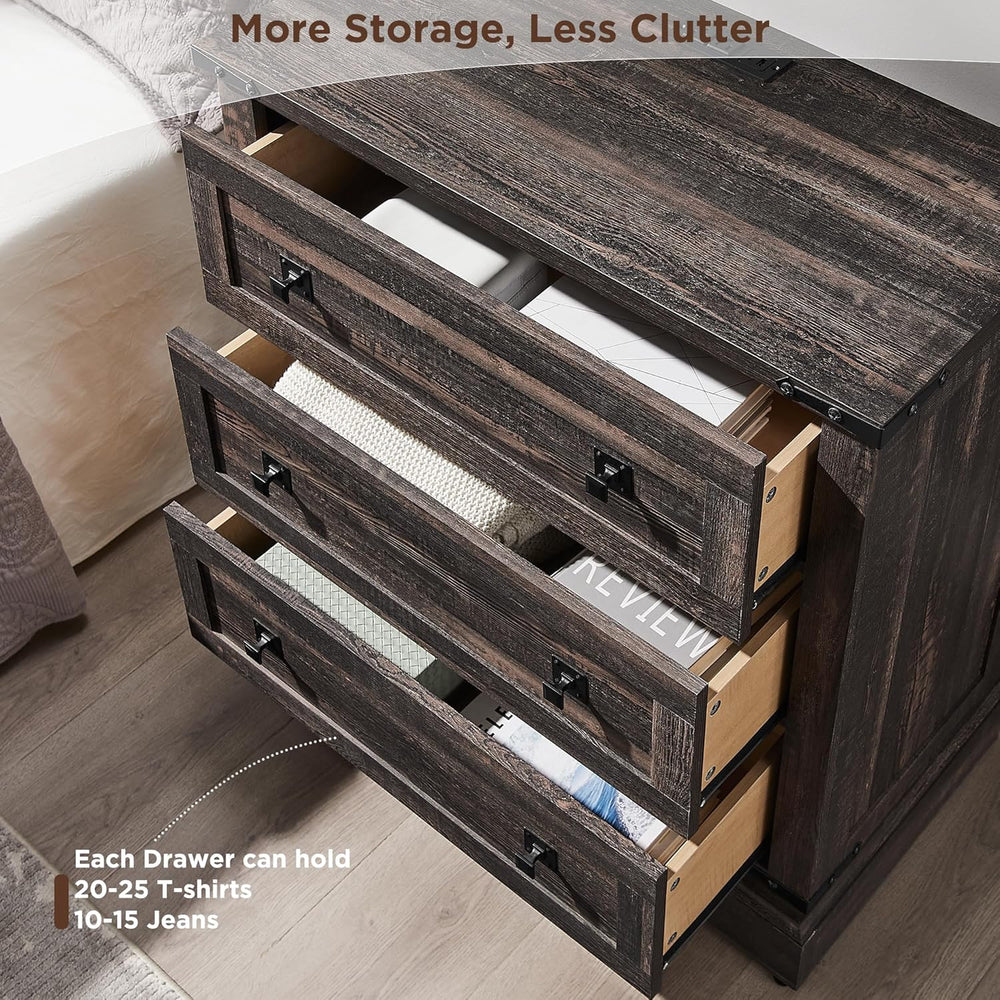 T4TREAM 32" Farmhouse Nightstand with 3 Storage Drawers, Large End Table...