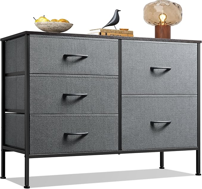 WLIVE Dresser for Bedroom with 5 Drawers, Wide Bedroom Dresser with Drawer Or...