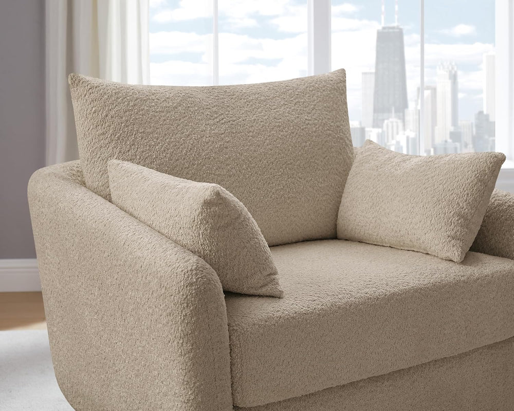 360° Swivel Accent Armchair, 39.3" Oversized, Sherpa Boucle Fabric Sofa ...