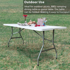 6 Foot Folding Table 6ft Fold in Half Heavy Duty Plastic Foldable Table, 72 inch Portable Table with Handle,Indoor Outdoor 6‘ Utility Card Tables for Picnic, Party, Dining