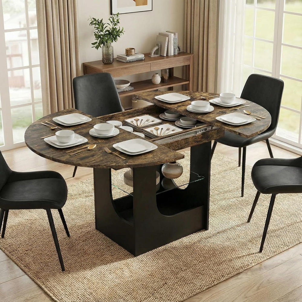 ARTETHYS 43.3"-59" Extendable Round Dining Room Table for 4-8 with ...