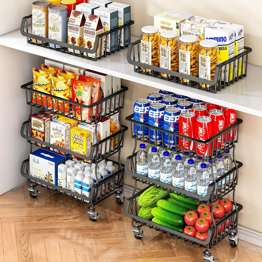 Gsiekare 3-Tier Rolling Pantry Organizer and Storage Cart with Wheels – Stack...