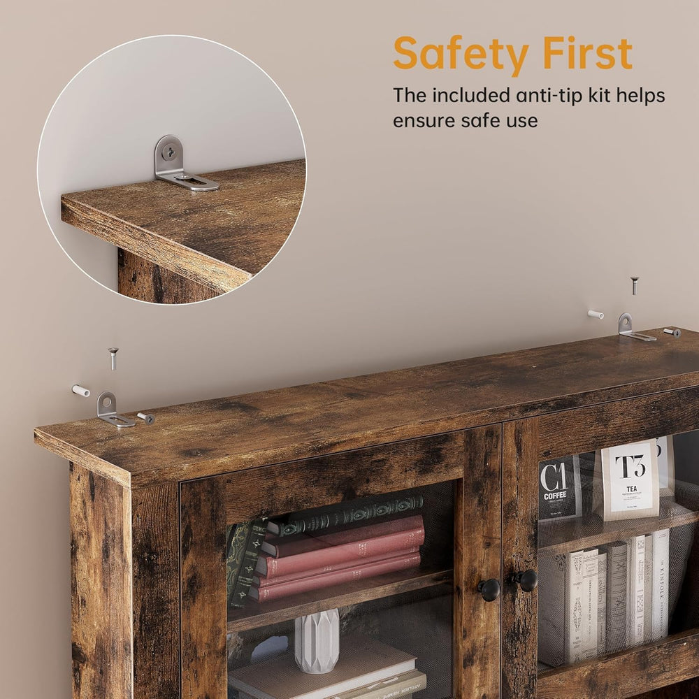 Kitchen Pantry Storage Cabinet with Microwave Stand & Coffee Bar Cabinet,...