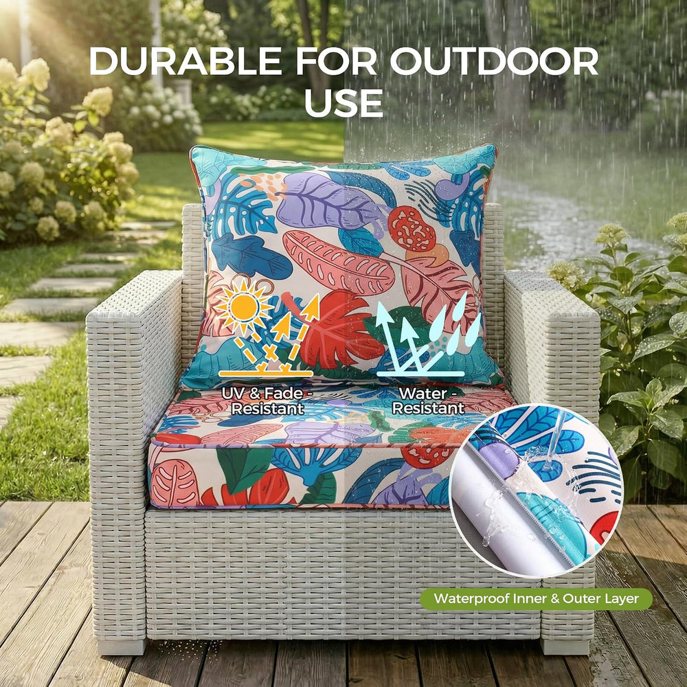 UNIKOME 22"x22"x3" Outdoor Chair Cushions Set - Waterproof Pat...