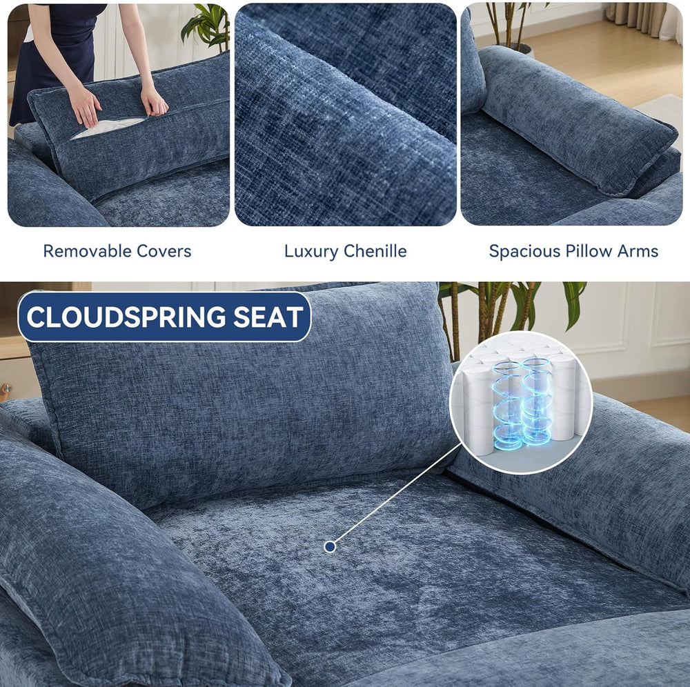 WUTUTUEE 69" Oversized Chaise Lounge Chair Indoor, No Assembly Blue Loun...