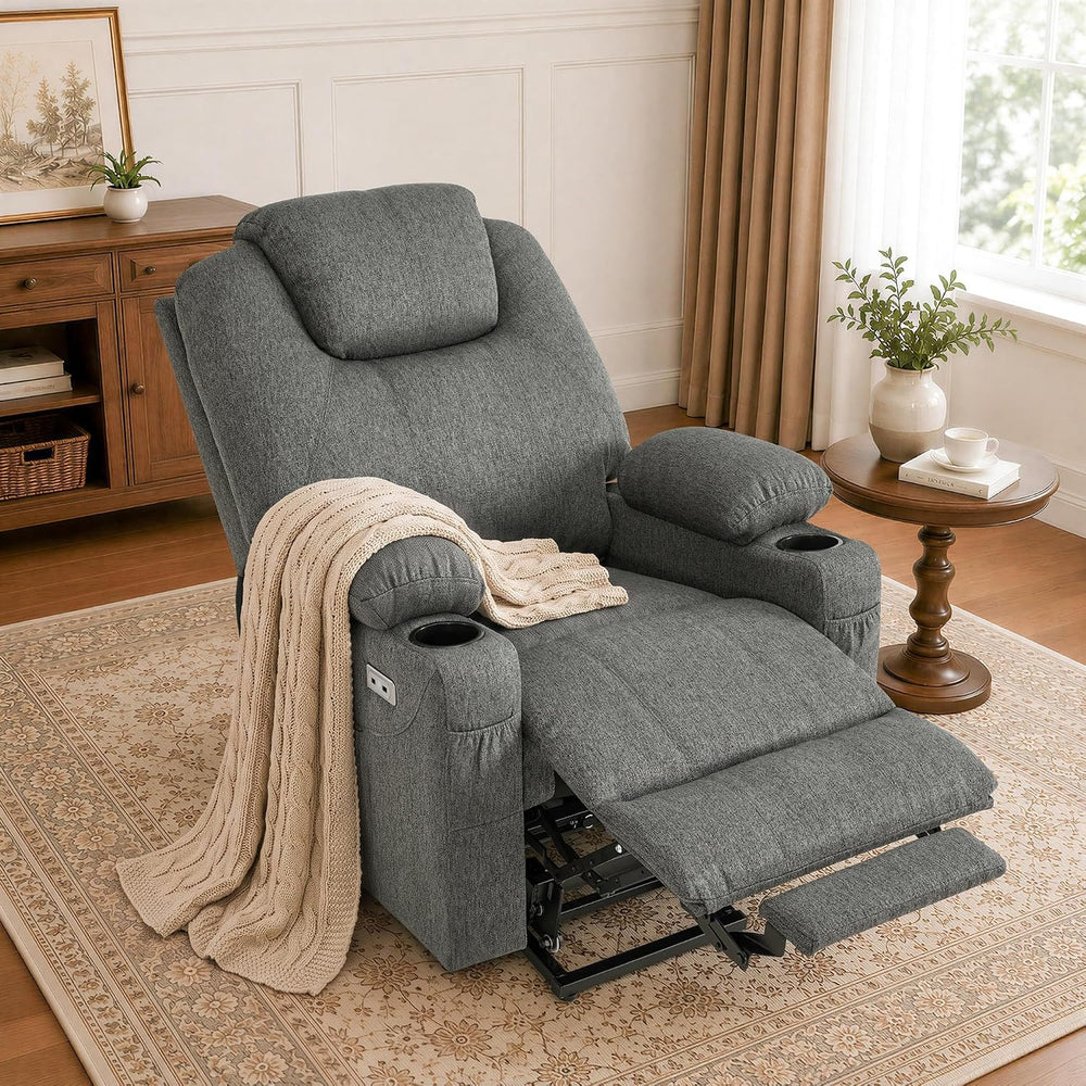 MCombo Power Lift Recliner Chair for Elderly 7040(Grey, Medium) | Heat and Ma...