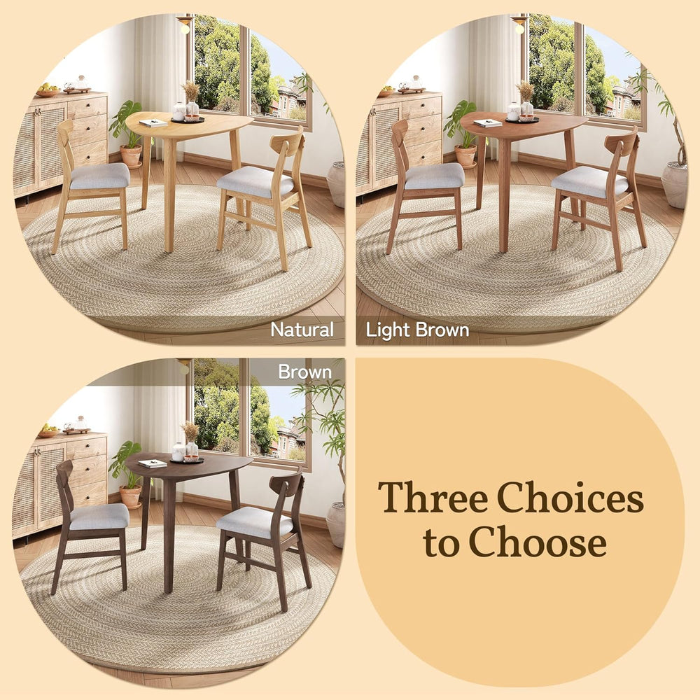 P PURLOVE Modern 3 Piece Table Set, Triangular Table and 2 Curved Wood Chairs...