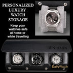 DailyWatch | Personalized Watch Roll Travel Case For 3 Watches - Handmade Genuine Leather Travel Case With Custom Engraving of Name or Initials -