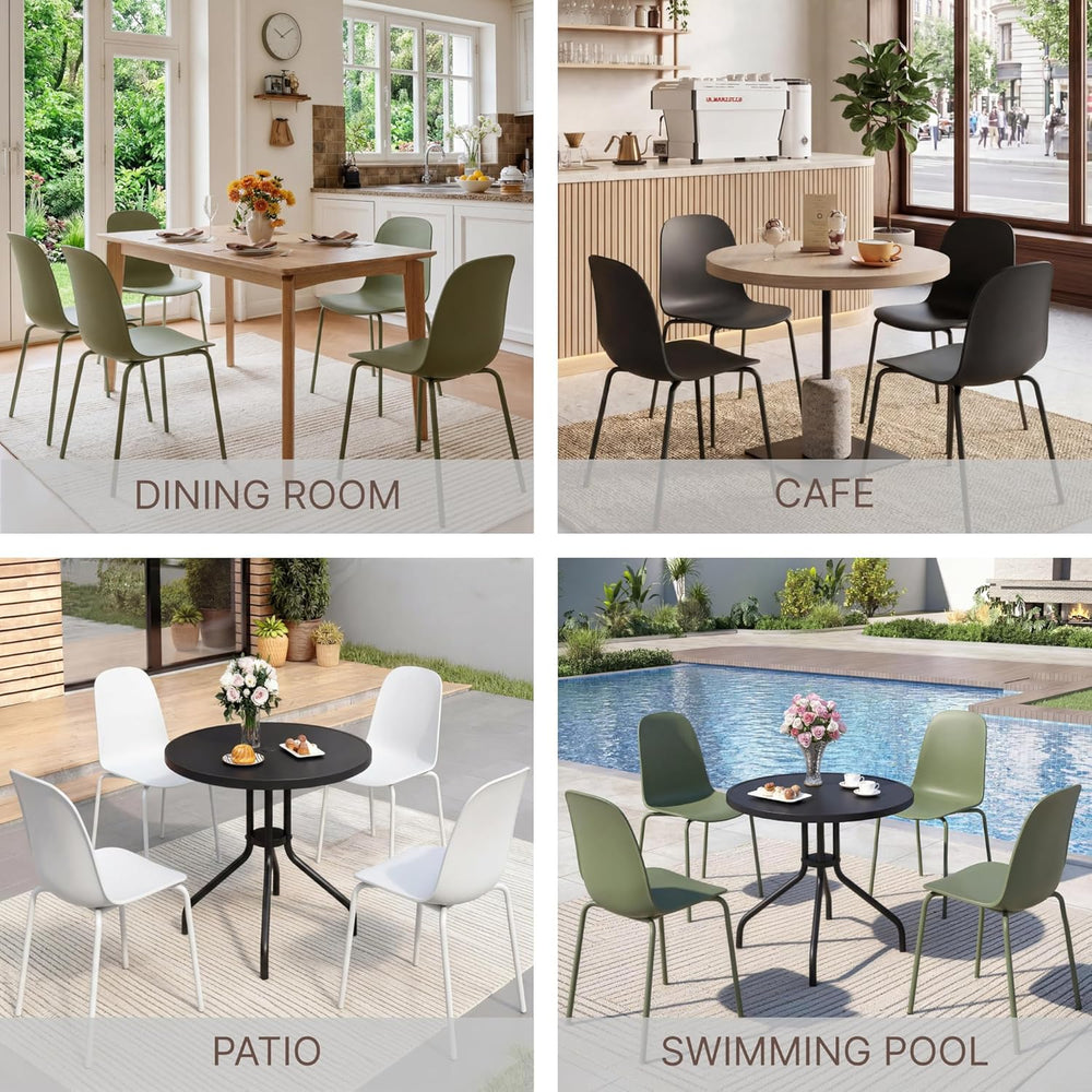 KISLOT Dining Chairs Set of 4, Plastic Outdoor Dining Room Chairs with Metal ...