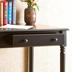 SEI Furniture Janice 2-Drawer Slim Profile Writing Desk, 42.75" W, Satin Black