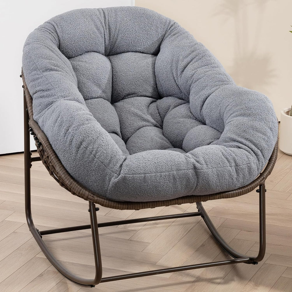 Oversized Papasan Rocking Chair - Outdoor Luxury Egg Chair Indoor Rattan Comf...