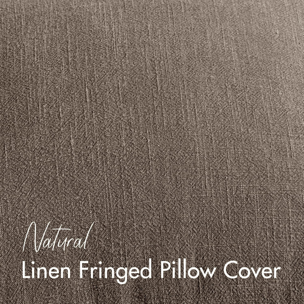 24x24 Inch Set of 2 Euro Linen Fringe Throw Pillow Covers,Coffee