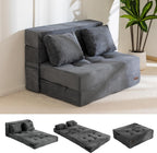 MAXYOYO Convertible Sofa Bed, Fold Out Sofa Couch with Pillow for Adults | Loveseat Sofa 4 in 1 Tufted Folding Couch Bed Foam Floor Couch, Lazy Chair for Living Room Bedroom Guest Room, Dark Grey