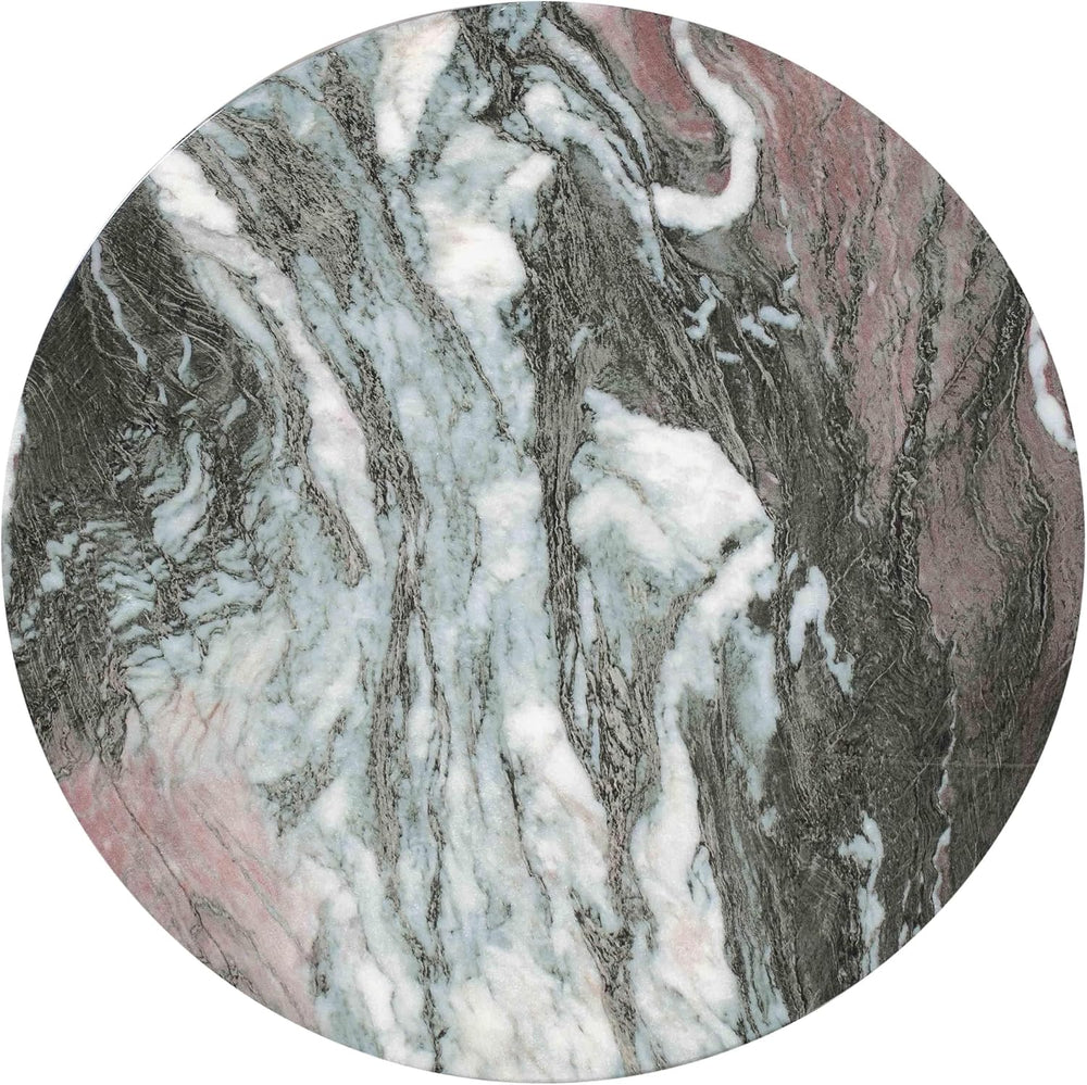 First of a Kind Grey Concrete Side Table with Marble Print Finish - Durable A...