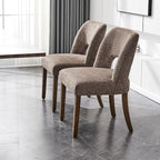 VKNOW Wooden Dining Chairs Set of 2, Modern Fabric Upholstered Dining Room Chair Kitchen Chairs, Farmhouse Dinner Chair for Kitchen Dining Room, Brown