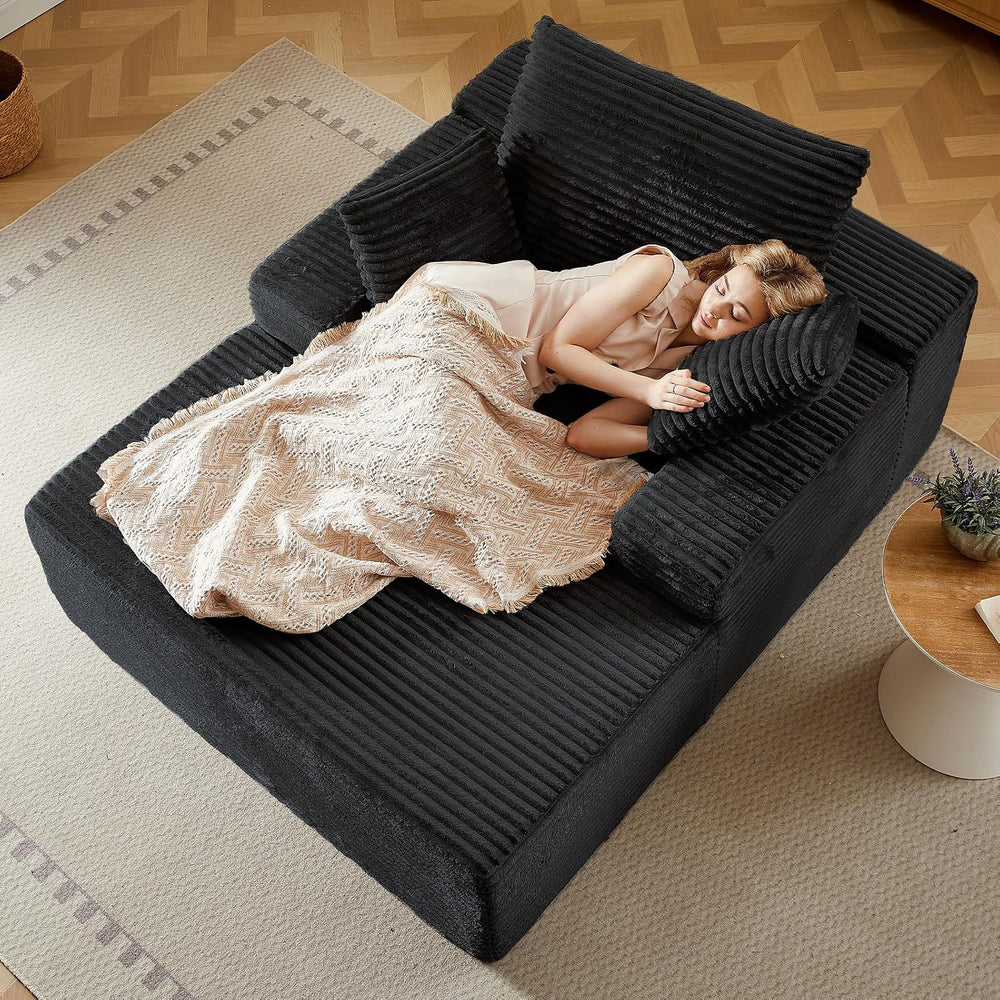 LUCKHAO 50" Oversized Chaise Lounge Chair Indoor,Corduroy Reading Chair ...