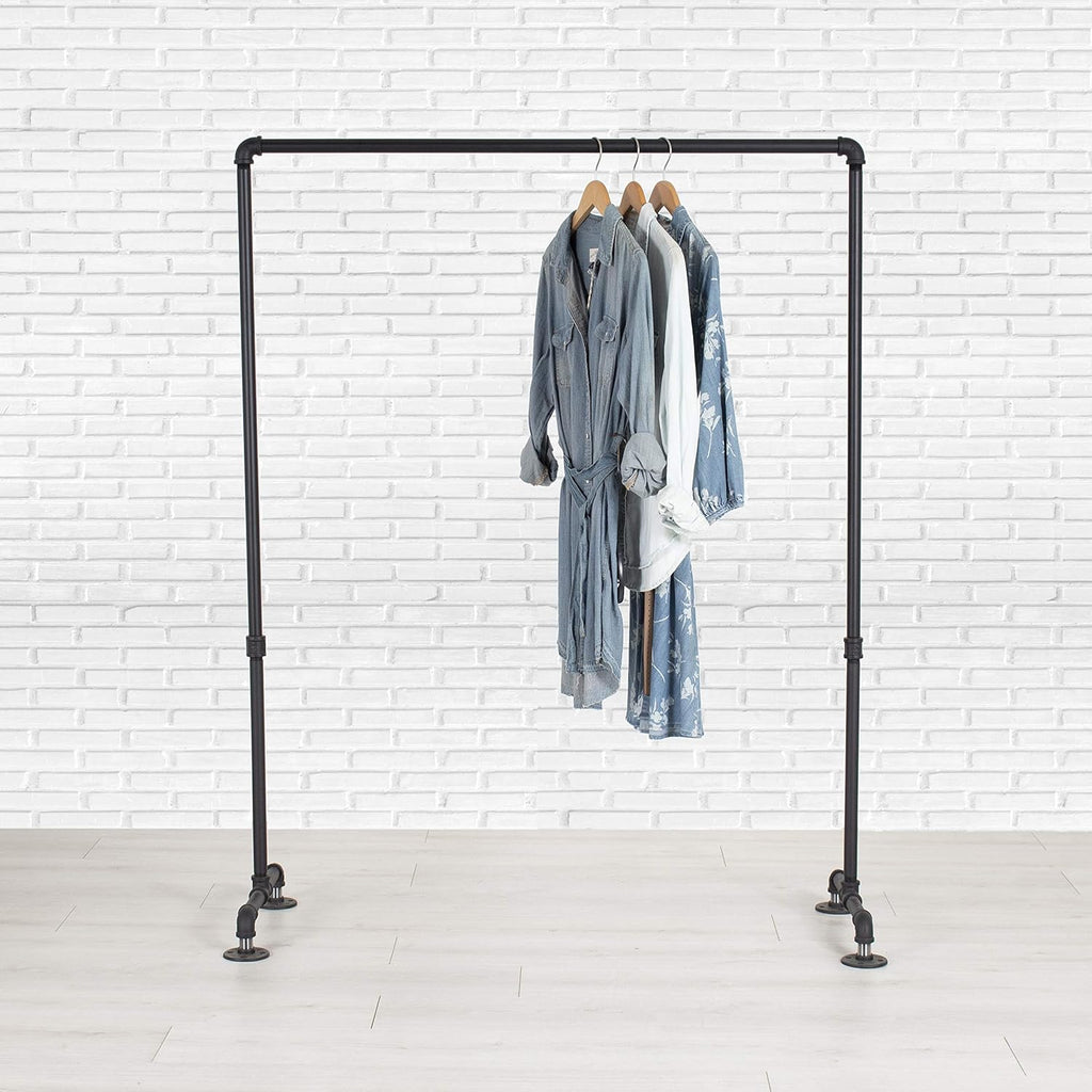 William Roberts Vintage Industrial Heavy Duty Hanging Rod Garment Rolling Closet Organizer Rack (48 in., Flange Feet)