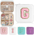 Parima Small Jewelry Box for Girls, Travel Initial Jewelry Boxes for Girls | Small Jewelry Organizer Box | Jewelry Case Organizer - Letter G, White