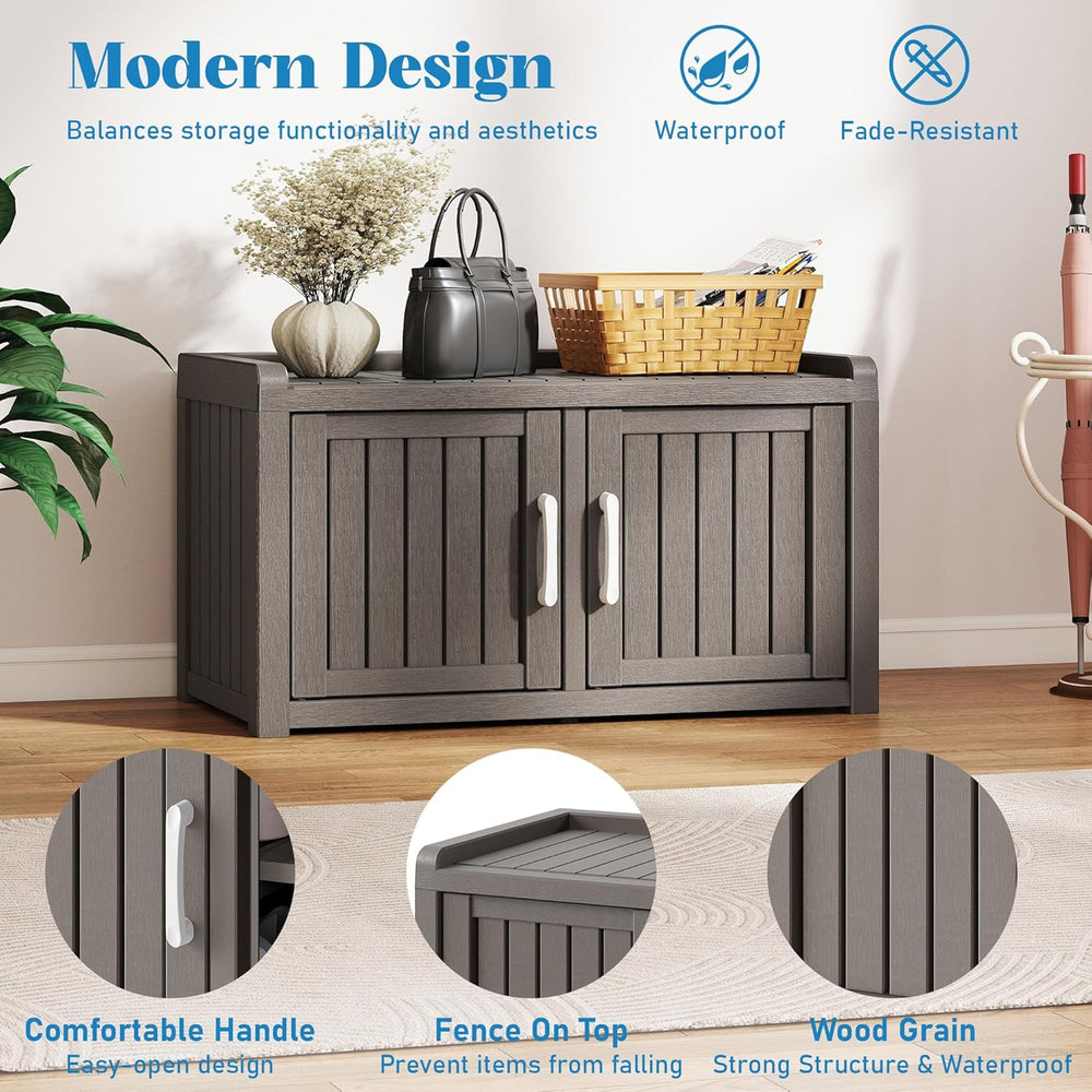NUNU LAB Shoe Cabinet, Waterproof UV-Resistant Outdoor/Indoor Shoe Storage Ca...