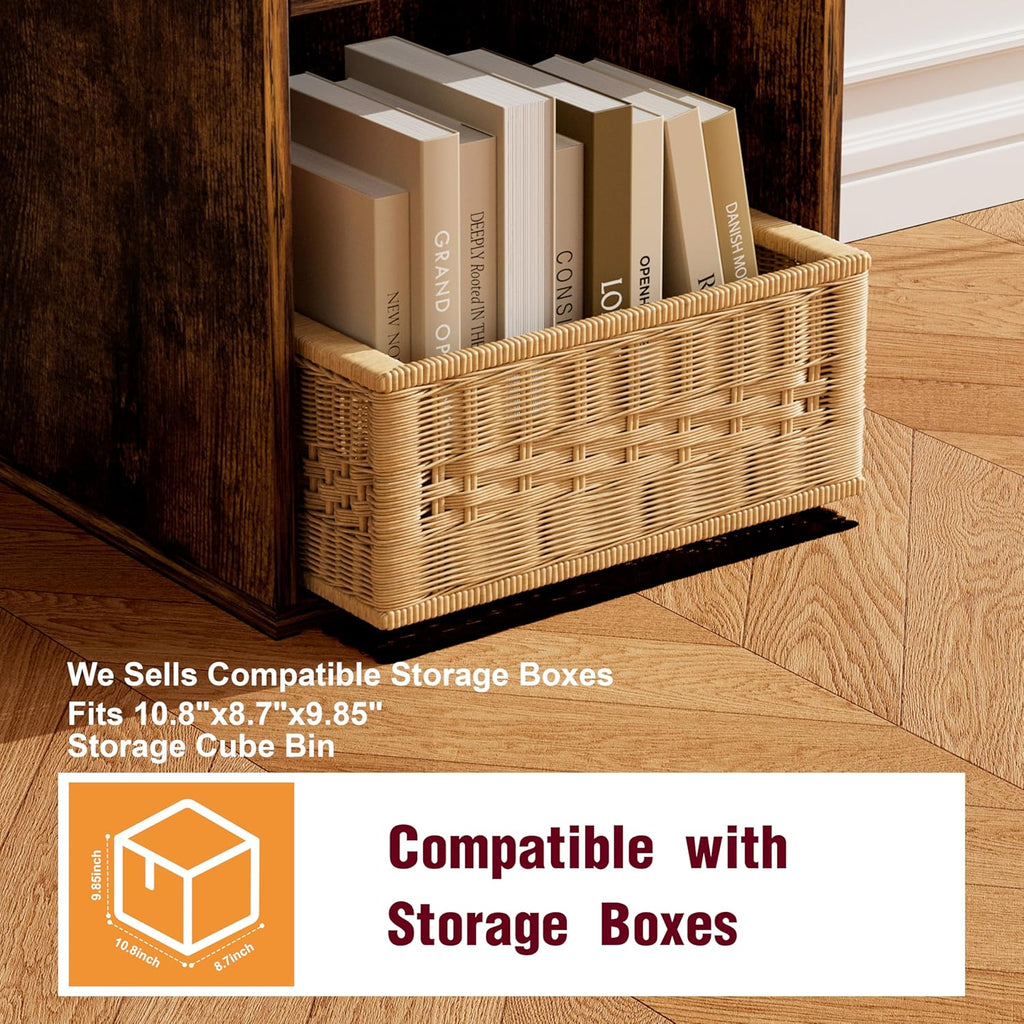 Book Shelf, Wooden Cube Storage Organizer with 11" Open Cubes, Stackable Bookcase for Room Divider Storage, 2 Tier Bookshelf for Living Room, Bedroom, Office (Indonesian Antique Oak, 6-Cube)