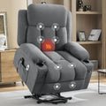 Power Lift Recliner Chair with Heat and Massage | Electric Recliner Sofa, Side Pocket & USB Charge Port, Grey Recliner Chairs for Adults, Easy Remote Control