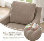 Rolling Dining Chair with Wheels, Upholstered Modern Single Armchair with Casters for Kitchen (2, Fabric Camel)