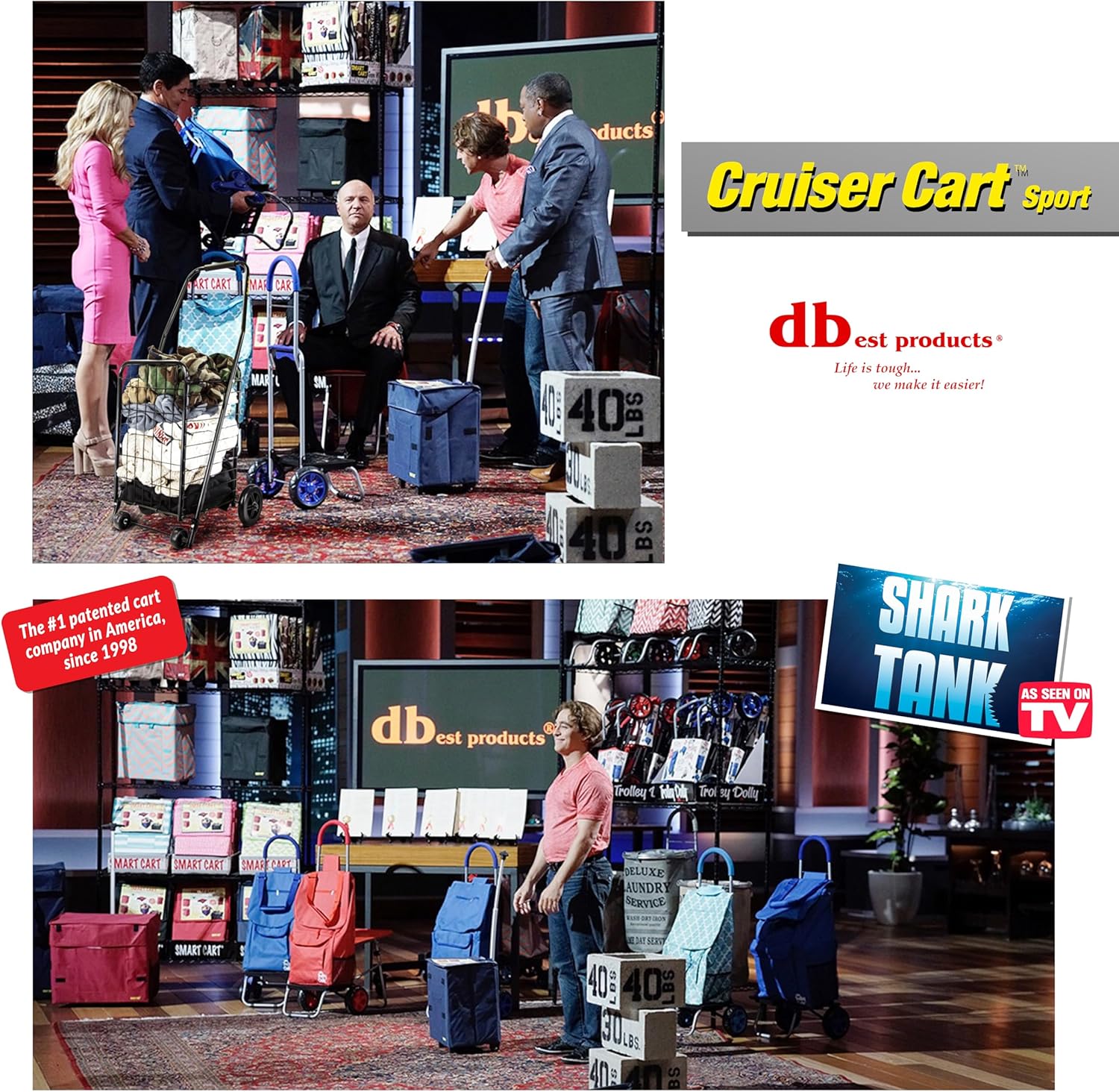dbest Products Cruiser Cart Sport, Foldable Grocery Cart on Wheels,Multi-Use Collapsible Folding Laundry Basket with Wheels