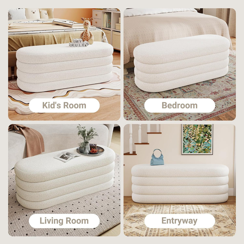 Busaurus Storage Ottoman Bench 49.2 Inch Upholstered Fabric Storage Bench for...