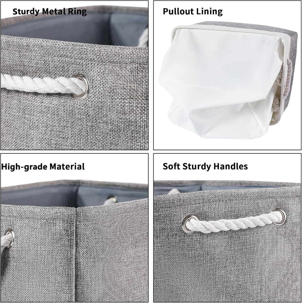 combocube 15.7 x 11.8 x 8.2 Inch Fabric Storage Bins for Shelves, Linen Storage Organizer Storage Basket with Ropes for Laundry, Home, Closet, Office, Clothes, Toys Organizer