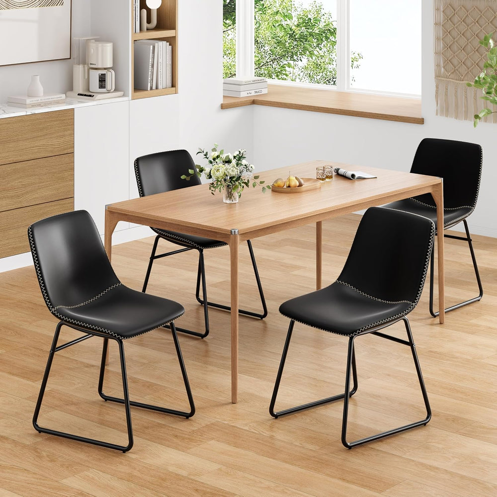 Soohow Mid-Century Modern Dining Chairs Set of 4, Faux Leather Upholstered Ki...