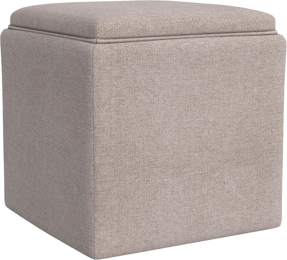 HomePop 17.5" Storage Ottoman with Tray Top - Light Brown Woven