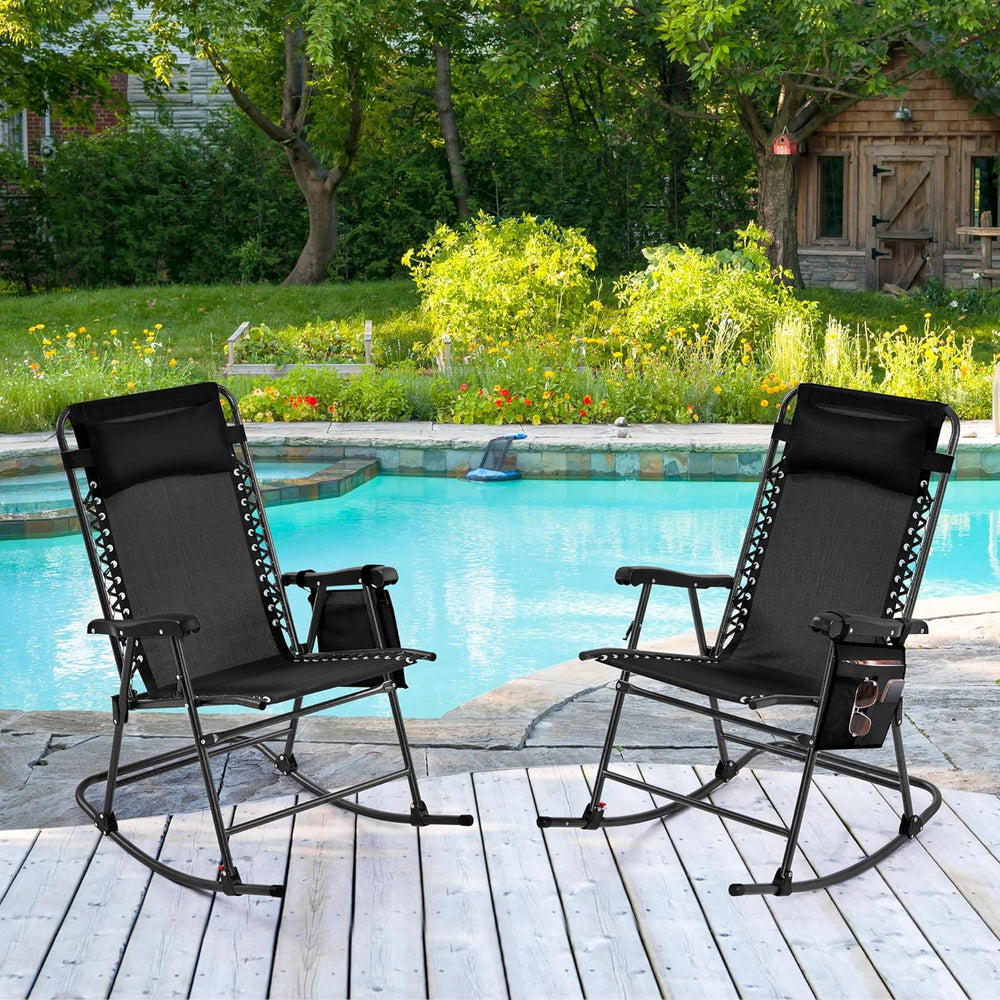 Yaheetech 26in Rocking Chair Outdoor Zero Gravity Folding Chairs Rocking Chai...