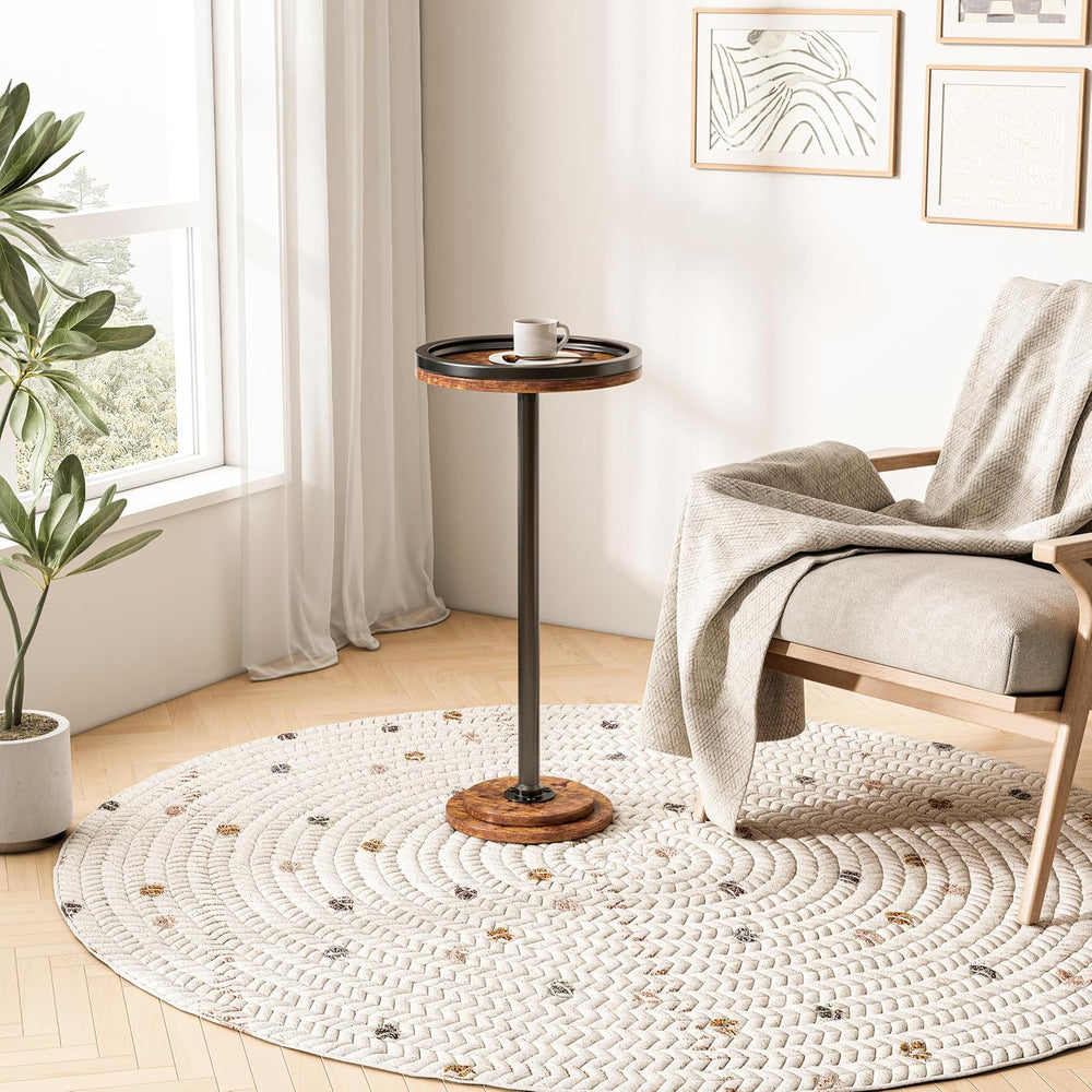 LINGMI Small Side Table, Round Martini Drink Table for Small Spaces, Modern A...
